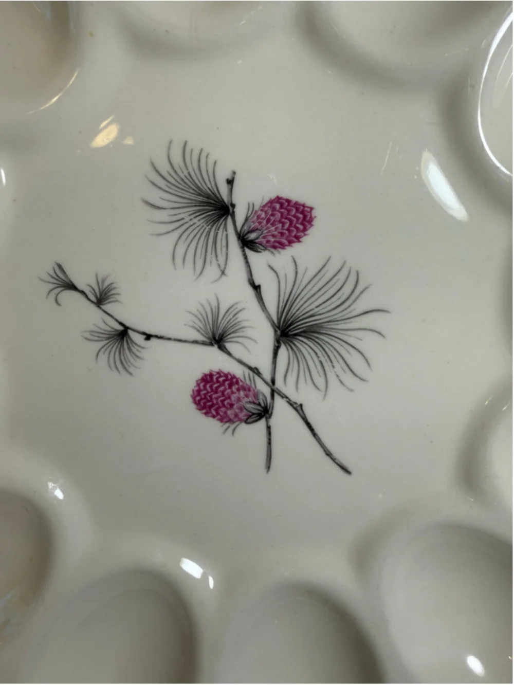 Rare Vintage Canonsburg Wild Clover 9-Inch Scalloped Deviled Egg Platter MCM